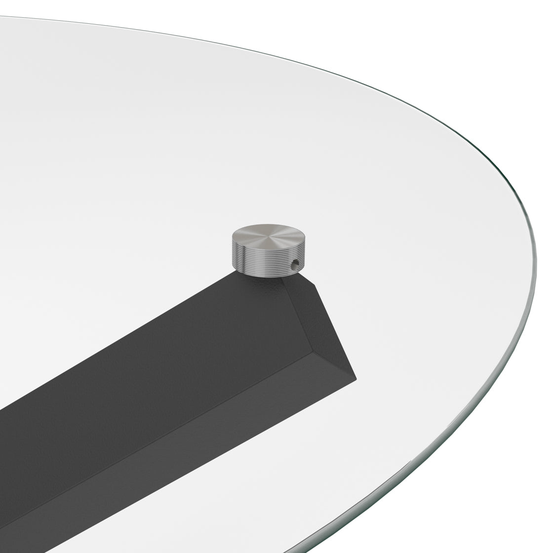 Capri Round Clear Glass Top Dining Table With Matte Black Metal Legs