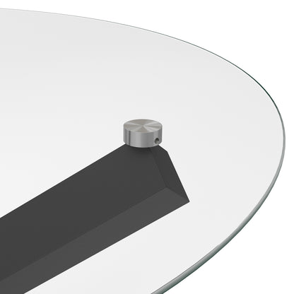 Capri Round Clear Glass Top Dining Table With Matte Black Metal Legs