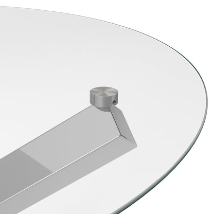 Capri Round Clear Glass Top Dining Table With Polished Silver Metal Legs