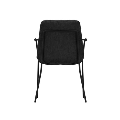 Carlo Velvet Dining Chair With Arms In Black With Black Metal Frame