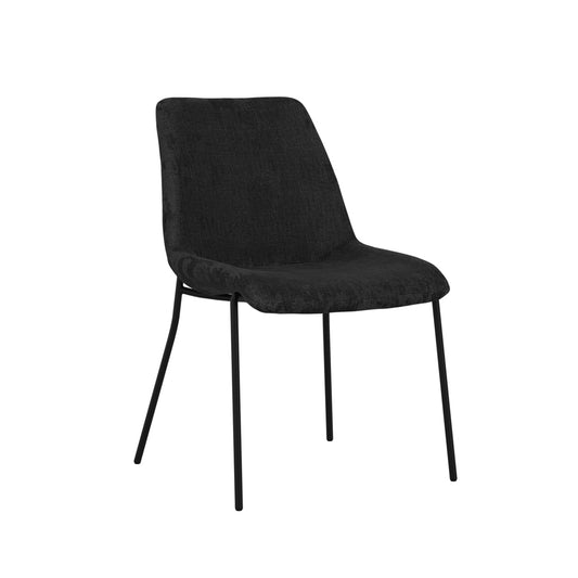 Carlo Velvet Dining Chair In Black With Black Metal Frame