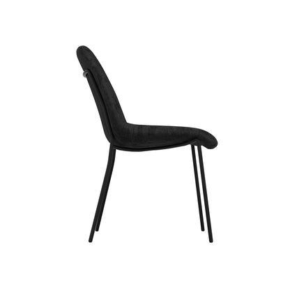 Carlo Velvet Dining Chair In Black With Black Metal Frame