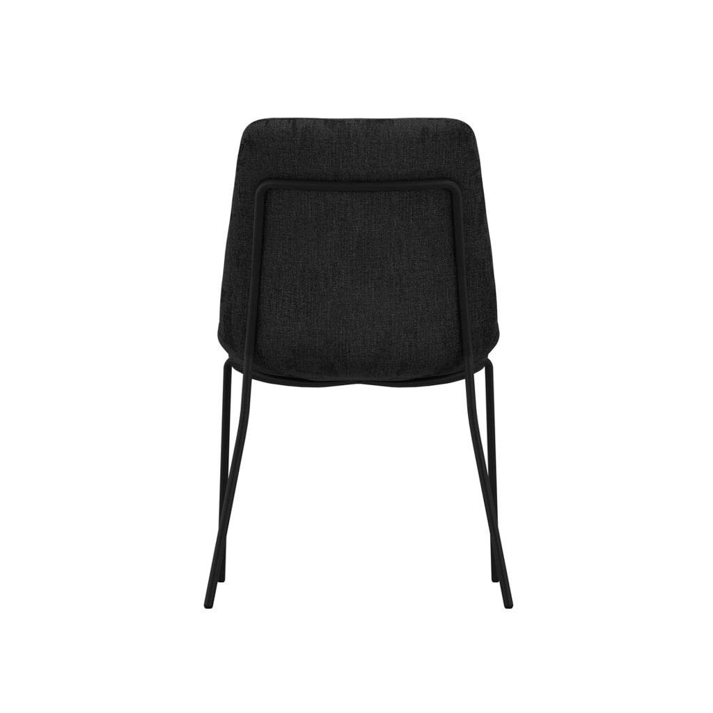 Carlo Velvet Dining Chair In Black With Black Metal Frame