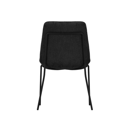Carlo Velvet Dining Chair In Black With Black Metal Frame