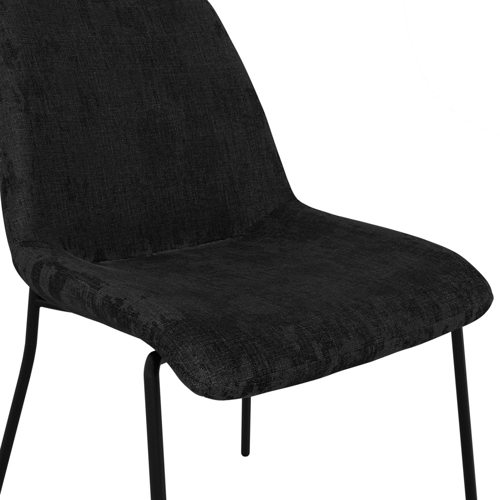 Carlo Velvet Dining Chair In Black With Black Metal Frame