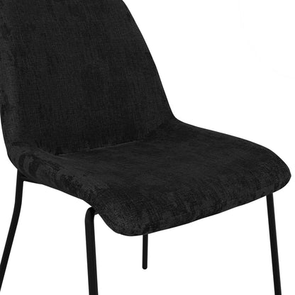 Carlo Velvet Dining Chair In Black With Black Metal Frame