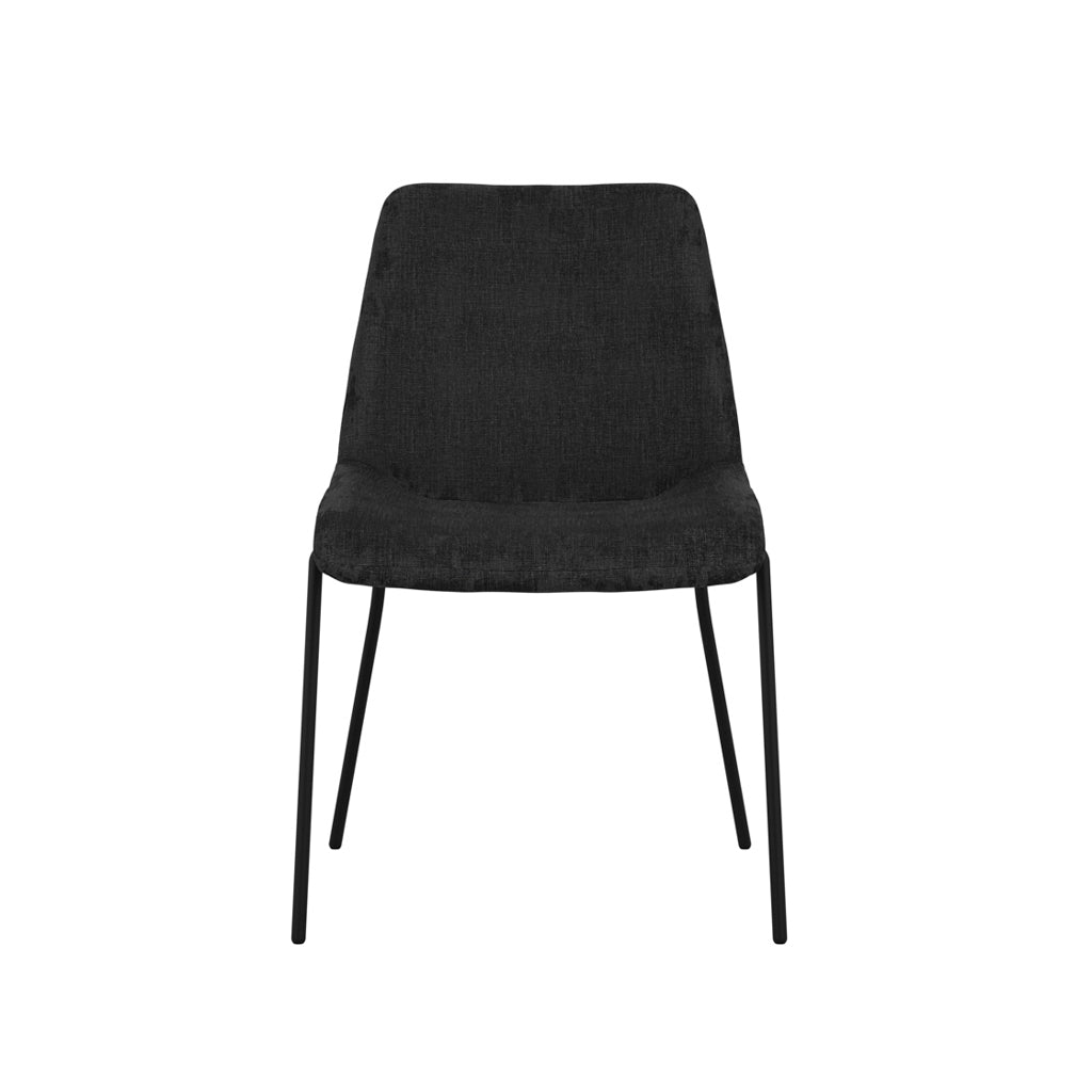 Carlo Velvet Dining Chair In Black With Black Metal Frame