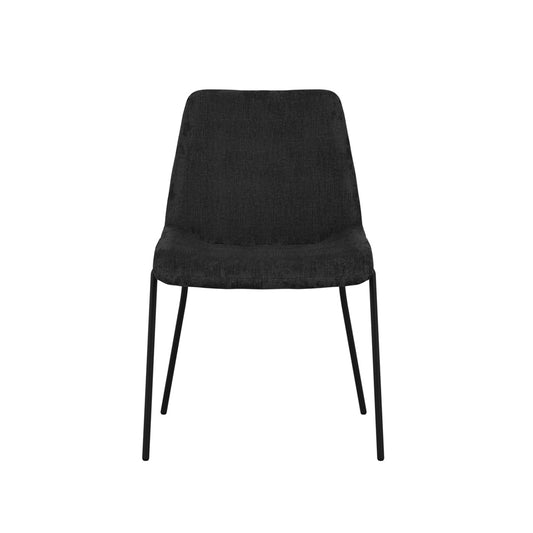 Carlo Velvet Dining Chair In Black With Black Metal Frame