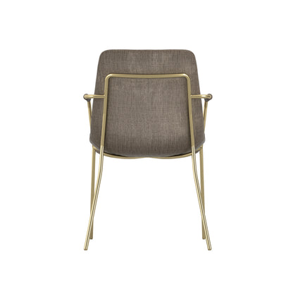 Carlo Velvet Dining Chair With Arms In Taupe With Gold Metal Frame