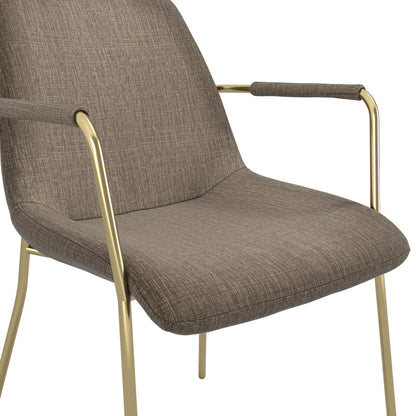 Carlo Velvet Dining Chair With Arms In Taupe With Gold Metal Frame