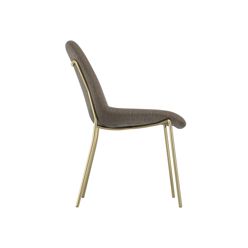 Carlo Velvet Dining Chair In Taupe With Gold Metal Frame