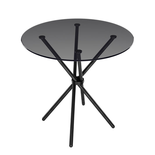Casa Smoked Top Glass Dining Table With Black Metal Legs