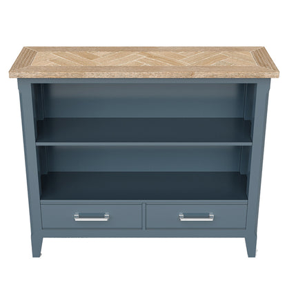 Signature Wooden Bookcase With 2 Drawers In Blue