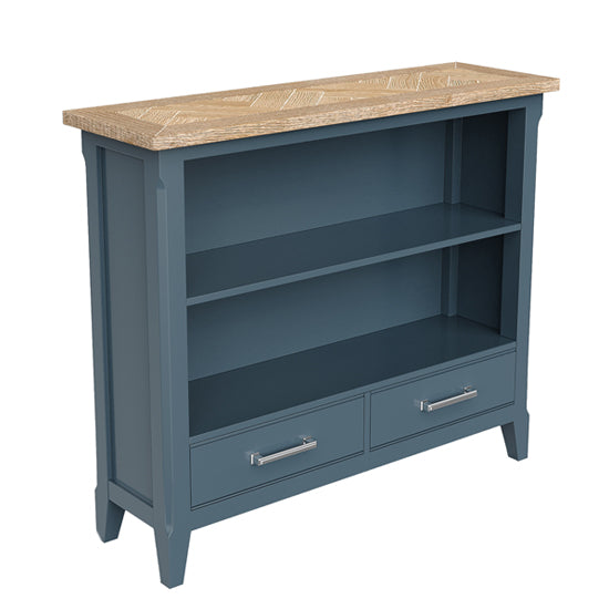 Signature Wooden Bookcase With 2 Drawers In Blue
