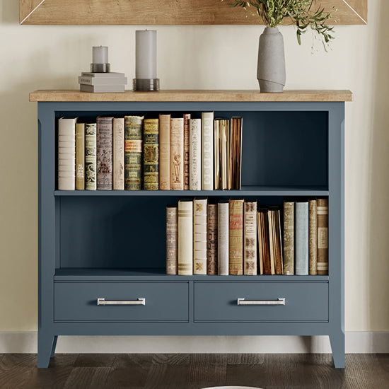 Signature Wooden Bookcase With 2 Drawers In Blue