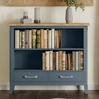 Signature Wooden Bookcase With 2 Drawers In Blue