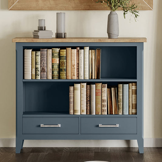 Signature Wooden Bookcase With 2 Drawers In Blue