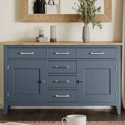 Signature Wooden Sideboard With 2 Doors And 6 Drawers In Blue