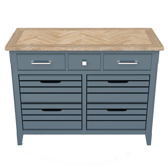 Signature Wooden Sideboard With 3 Drawers And 4 Crates In Blue
