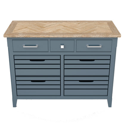 Signature Wooden Sideboard With 3 Drawers And 4 Crates In Blue