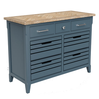 Signature Wooden Sideboard With 3 Drawers And 4 Crates In Blue