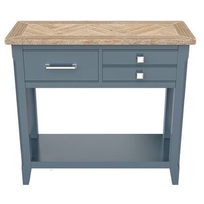 Signature Wooden Console Table With 3 Drawers In Blue