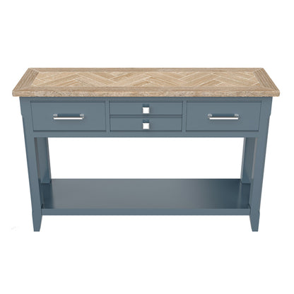 Signature Wooden Console Table With 4 Drawers In Blue