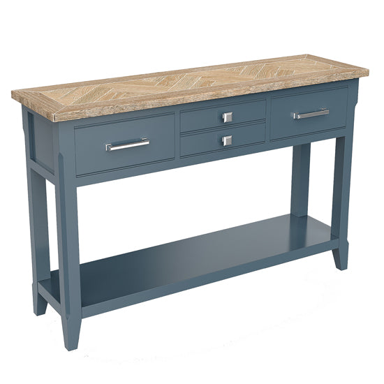 Signature Wooden Console Table With 4 Drawers In Blue