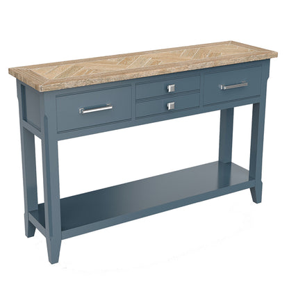 Signature Wooden Console Table With 4 Drawers In Blue