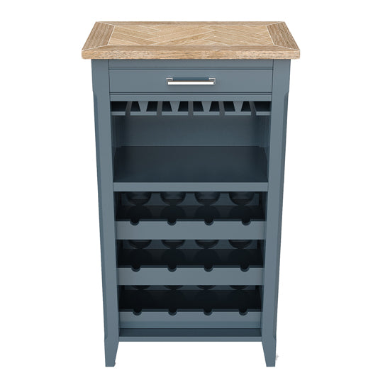 Signature Wooden Wine Rack And Glass Storage Cabinet In Blue