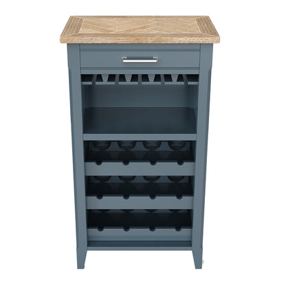 Signature Wooden Wine Rack And Glass Storage Cabinet In Blue