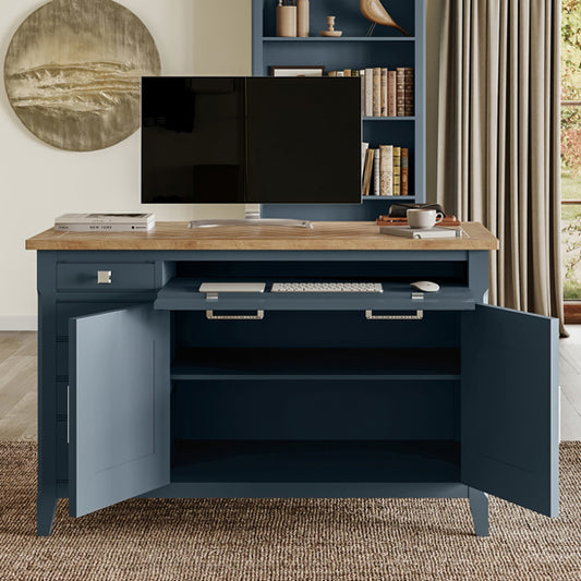Signature Wooden Home And Office Hidden Computer Desk In Blue