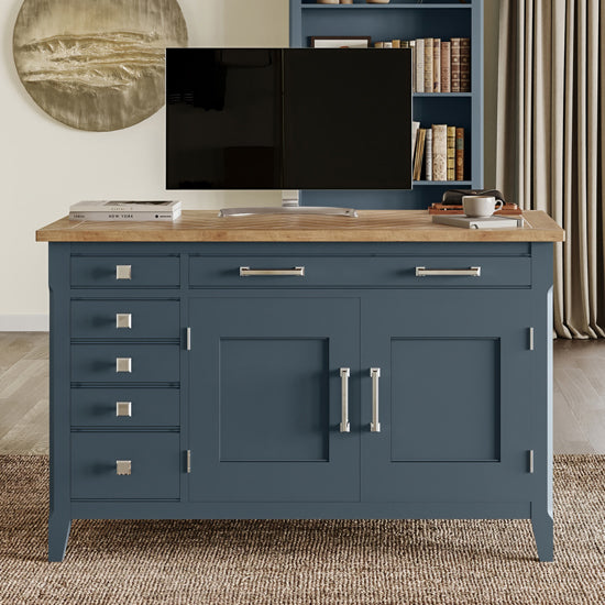 Signature Wooden Home And Office Hidden Computer Desk In Blue