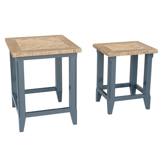 Signature Wooden Nest Of 2 Tables In Blue