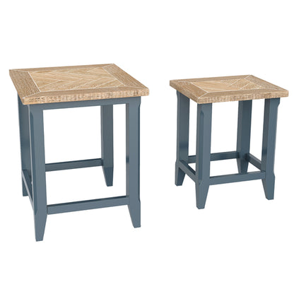 Signature Wooden Nest Of 2 Tables In Blue