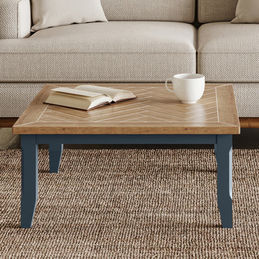 Signature Wooden Square Coffee Table In Blue