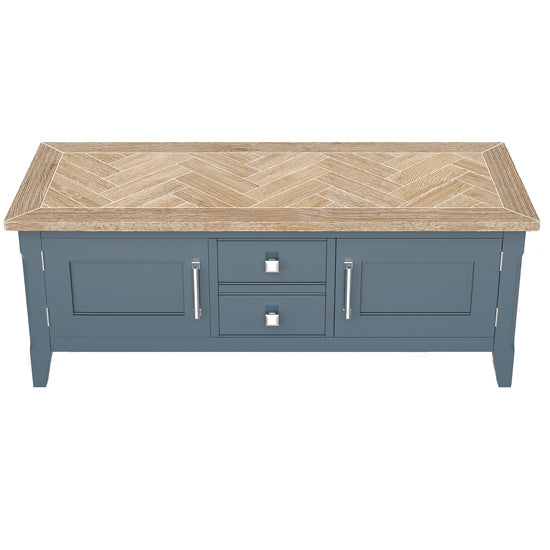 Signature Wooden TV Stand With 2 Doors And 2 Drawers In Blue