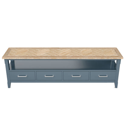 Signature Wooden TV Stand With 4 Drawers In Blue
