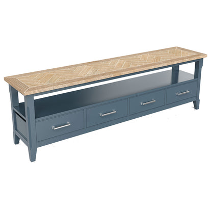 Signature Wooden TV Stand With 4 Drawers In Blue