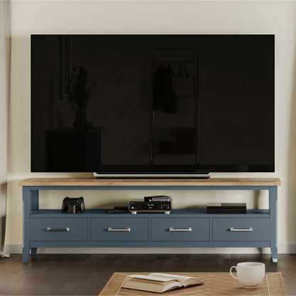 Signature Wooden TV Stand With 4 Drawers In Blue