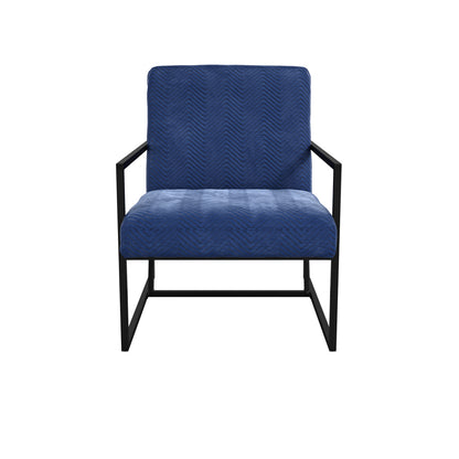 Chance Velvet Armchair In Oxford Blue With Matte Black Metal Frame