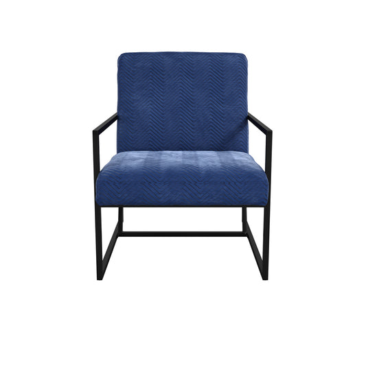 Chance Velvet Armchair In Oxford Blue With Matte Black Metal Frame