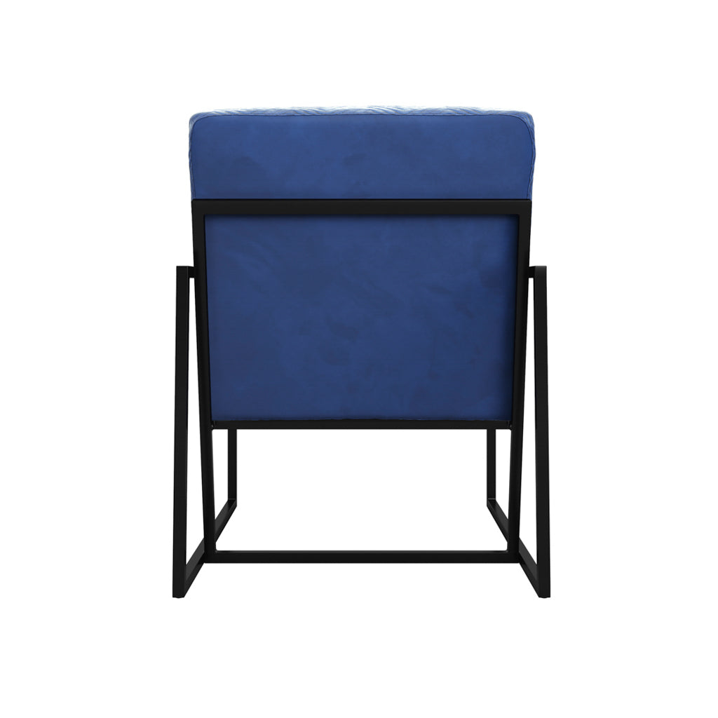 Chance Velvet Armchair In Oxford Blue With Matte Black Metal Frame