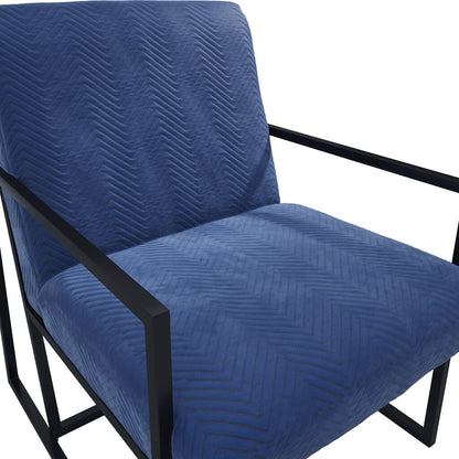 Chance Velvet Armchair In Oxford Blue With Matte Black Metal Frame