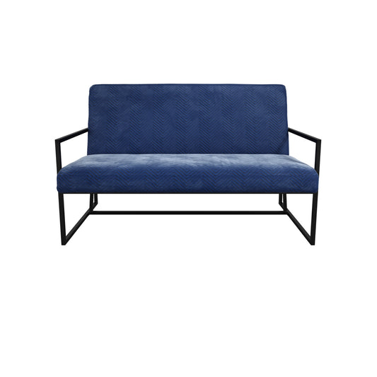 Chance Velvet 2 Seater Sofa In Oxford Blue With Matte Black Metal Frame