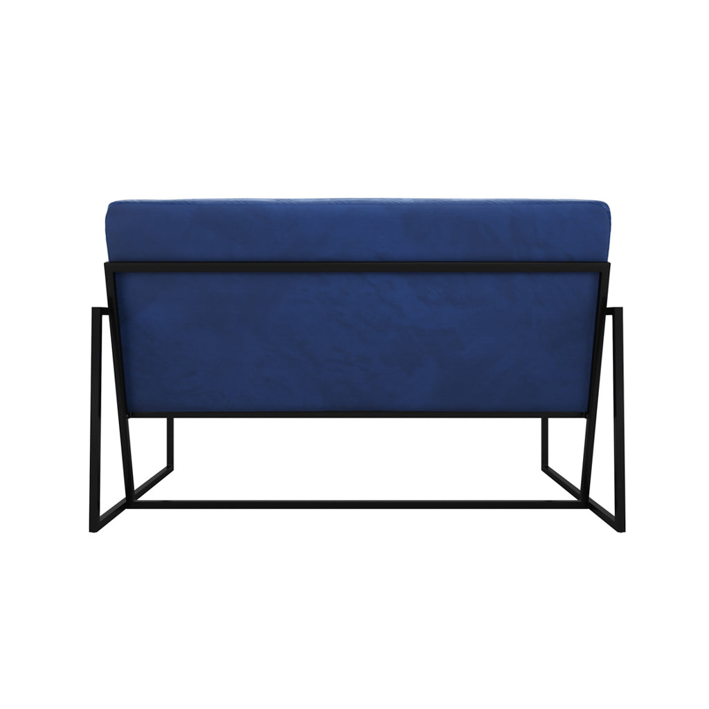 Chance Velvet 2 Seater Sofa In Oxford Blue With Matte Black Metal Frame