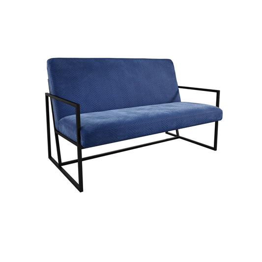 Chance Velvet 2 Seater Sofa In Oxford Blue With Matte Black Metal Frame