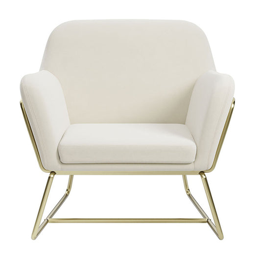 Charles Velvet Armchair In Cream With Brushed Gold Legs