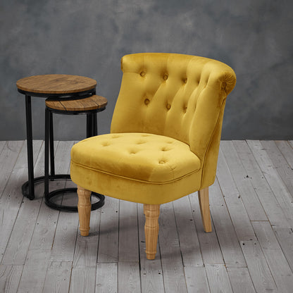 Charlotte Plush Velvet Bedroom Chair In Mustard Gold