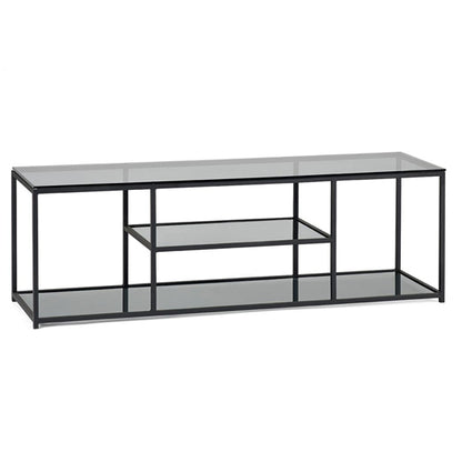 Chicago Smoked Glass TV Stand With Black Metal Frame